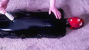 Tiny Slut Is Muzzle Gagged Then Locked In A Latex Sack & Made To Cum On A Magic Wand!