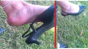 Candid Morning Toe Wiggling in Heels City Park (Slo Mo)
