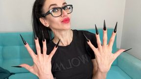 Finger snapping, long fingers with BLACK long nails