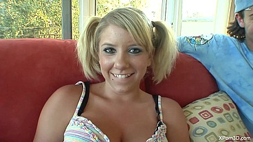 Cute Busty Blonde Teen Blowjob and Fucking - Sensual Sloppy Blowjob with Facial cumshot - FULL HD 1080p MP4