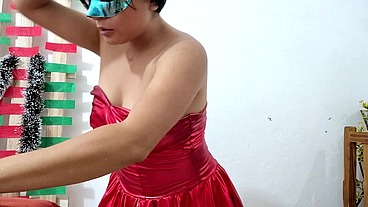 Busty stepdaughter hears her stepfather singing Christmas carols while he showers, then she jumps in to seduce him and fuck him like a slut. Innocent stepfather fucked by his dirty stepdaughter