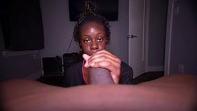 Voluptuous ebony MILF gives BBC a sloppy blowjob then rides him doggystyle