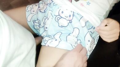 My stepsister lends me her virgin pussy to rub against.