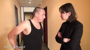 Uptight brunette stripped, spanked and fucked at the office