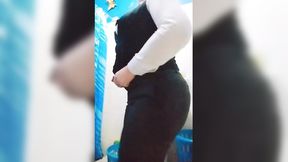 Horny&#x1F975; Latina MILF Unleashes Her Huge Ass&#x1F351; In The Office Bathroom, Stripping Uniform For Sex