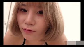 uncensored, 18-year-old japanese black-haired beauty. slender sexy gal. threesome, blowjob, shaved pussy creampie sex.