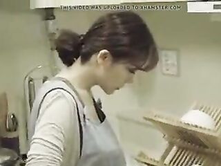 Mom & Son's Friend Fucks in the Kitchen - Korean Movie