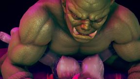 Brave female knight defeated by massive BBC monster