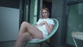 Risky Outdoor Masturbation – Teasing Myself on the Balcony Where Anyone Could See