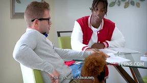 Hot ebony teen Lacey London gets used by her tutor