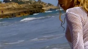 Beautiful milf fucked on the beach in pussy and ass