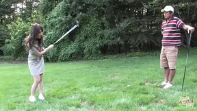 Golf-loving couple indulges in wild house sex