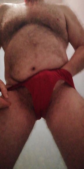 Stroking My Bulge in Tight Red Dad Briefs, Wanking Until I Blow a Huge Creamy Load..