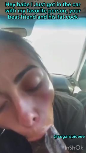 Cuckolded amateur gets a deepthroat from his homemade caption car girlfriend
