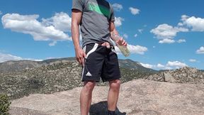 Pouring piss all over my shorts on a hike