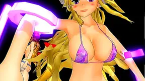 Busty Touhou Warriors Battle with Sensual Magic in Steamy MMD Showdown