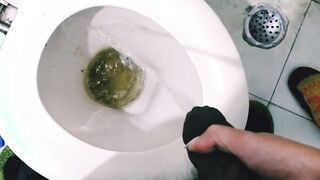 Wifey Holding Mans Dick while he is Pee