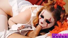 Sexy Redheaded Clown dressed Scarlet Skies Has Stepbro Screaming in Delight