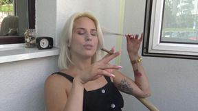 Sexy lascivious smoking by petite blond Amber!
