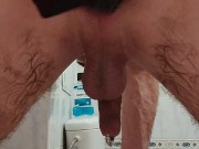 Huge butt plug play with pissing dick