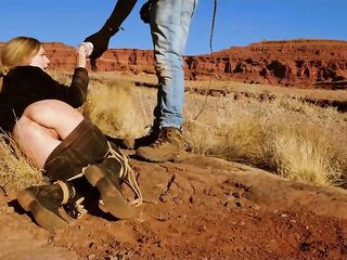 Golden-Haired sweetheart gets a hard butt banging and domination session outside in the girl of nature