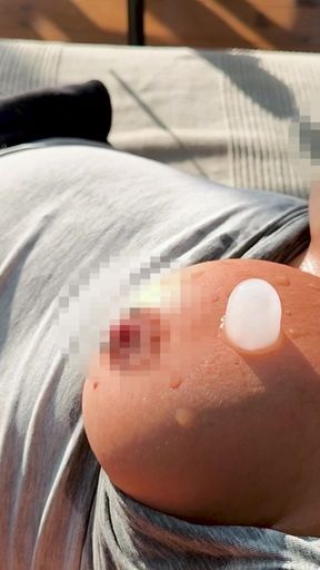 Thrilling moment from &quot;Using ice cubes to get my boobs wet and hard! CENSORED&quot;