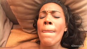 The beauty of big tits Jordin Skye protrudes her remarkable posterior onto a large, dark phallus.