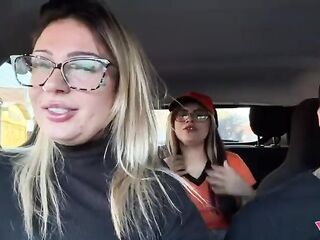 I discovered a cashier at the bus stop and asked her to be a porn actress! We started making out right there in public, giving a kiss and sucking every other's throats, and then we drilled in the car.