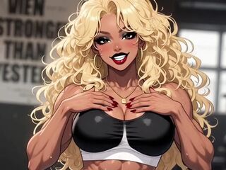 Animated Fit Black Gym Muscle Gal Immodest Talk disrobe