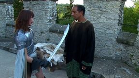 medieval gangbang with skinny brunette