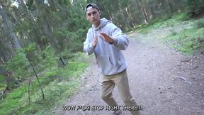 Rampage wild banging in forest darkness with randome stranger