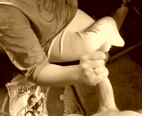 My nasty wife gives me a handjob while talking on the phone