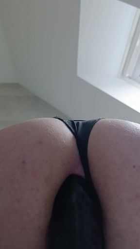 I fuck my big fat black dildo