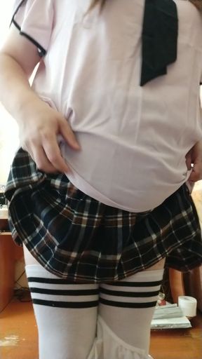 Sissy jerks off her little cock and cums   Clip 1