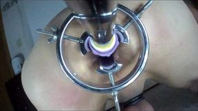 Fuck machine with anal gaping and self creampie pt1