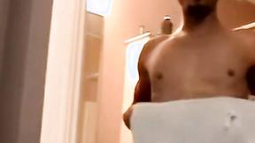 ”Ebony jock masturbation paused with mature homos blowjob”