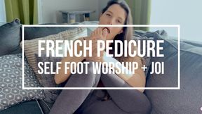 French Pedicure Self Foot Worship and JOI