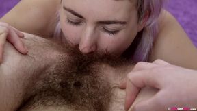 Hairy Ray Gets Her Cunt and Ass Licked Then Squirts During Fingering