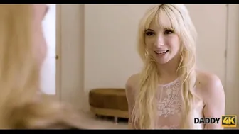Blonde teen cheats on her boyfriend with an older man at the wedding