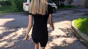 Sexy Babe Deep Blowjob on Staircase - Public Sex