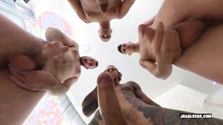 Watch this muscular stud stroke his meaty cock while pleasing a hot amateur