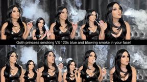 Goth princess smoking VS 120s blue and blowing smoke in your face!