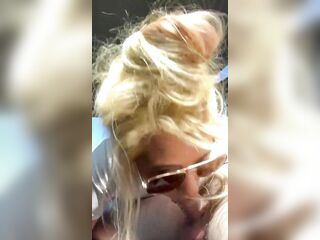 Real hooker sucks cock in public wearing sunglasses then lets the stud nut on her face