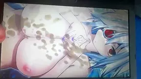 Busty BlazBlue Beauty Overwhelmed by Massive Cum Explosion – Solo Guy Delivers cumshot