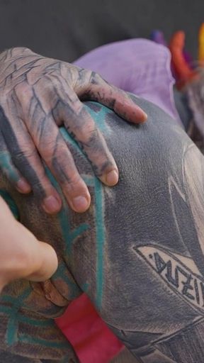 Tattooed Hippie's Anal Fucking with Big Toy and Get Fuck by Real Big Cock