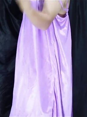 Indonesian Porn a Clear Girl Trying on Her New Satin Dress While Having Fun