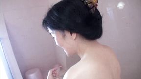 Japanese granny bares it all for a creampie