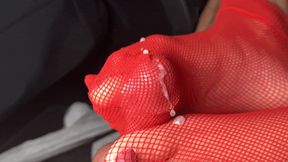 2hotfeet4you - Cum inside my lovely red fishnets
