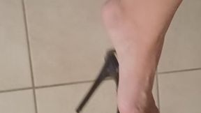 One Stocking, One Bare Leg POV Dangling Tease”