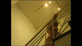 Horny Busty MILF with Tight Pussy Fingers Herself on the Stairs at Home